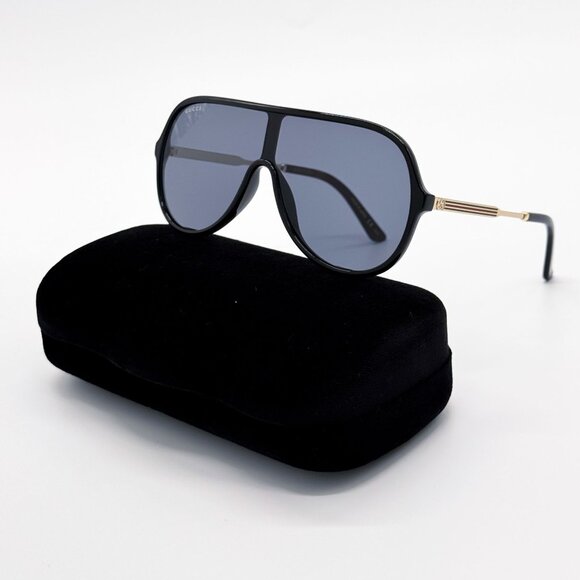 NEW GUCCI GG0199S 001 SUNGLASSES MEN BLACK/GRAY EYEWEAR - Picture 1 of 11